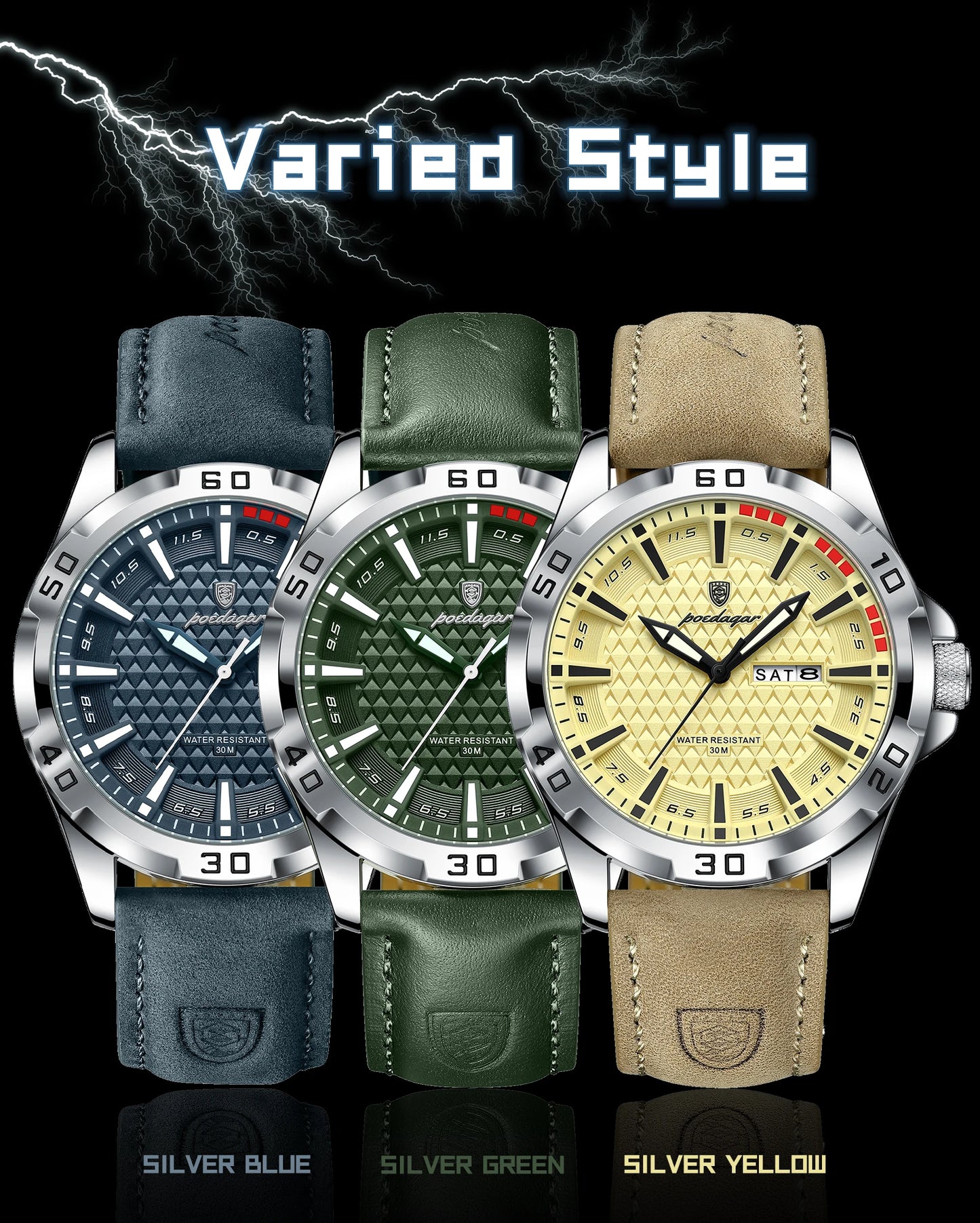 POEDAGAR Prestige™ | Reloj Masculino de Lujo con Correa de Cuero y Calendario Completo