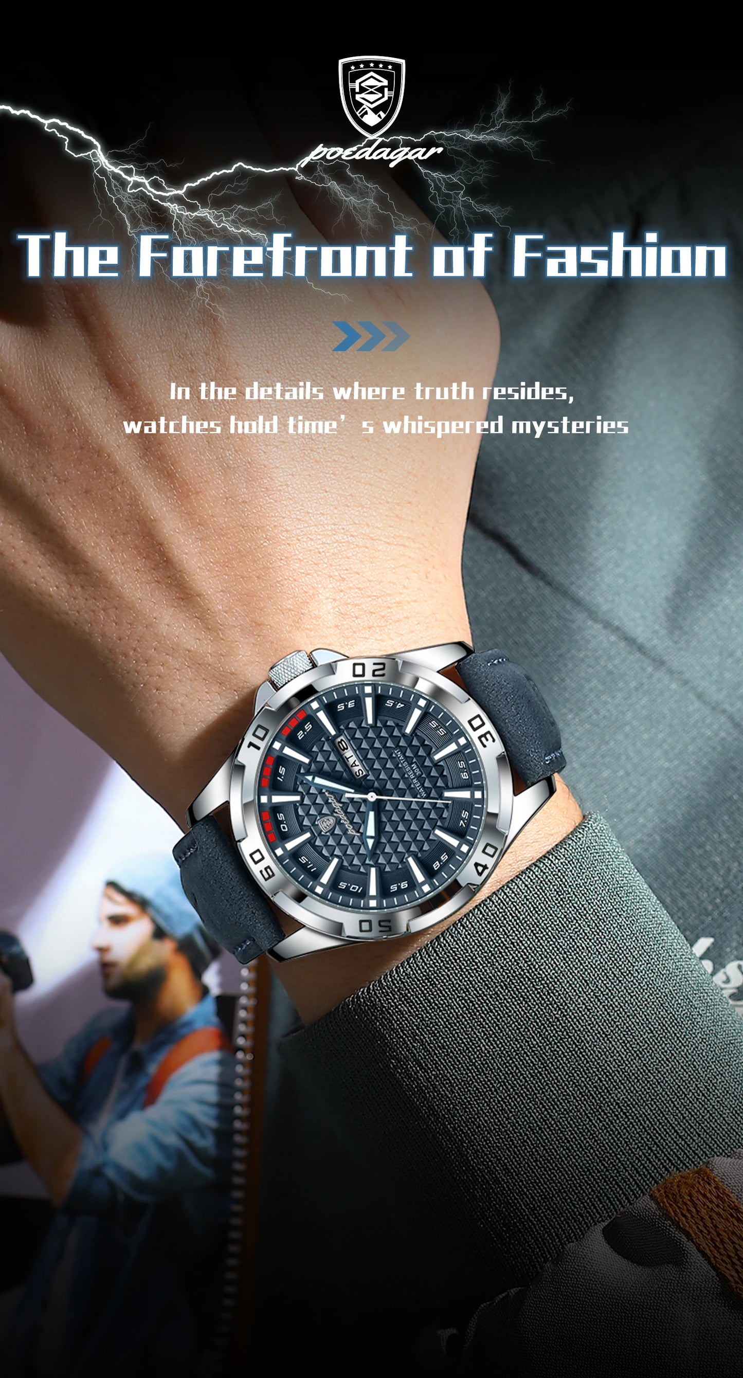 POEDAGAR Prestige™ | Reloj Masculino de Lujo con Correa de Cuero y Calendario Completo