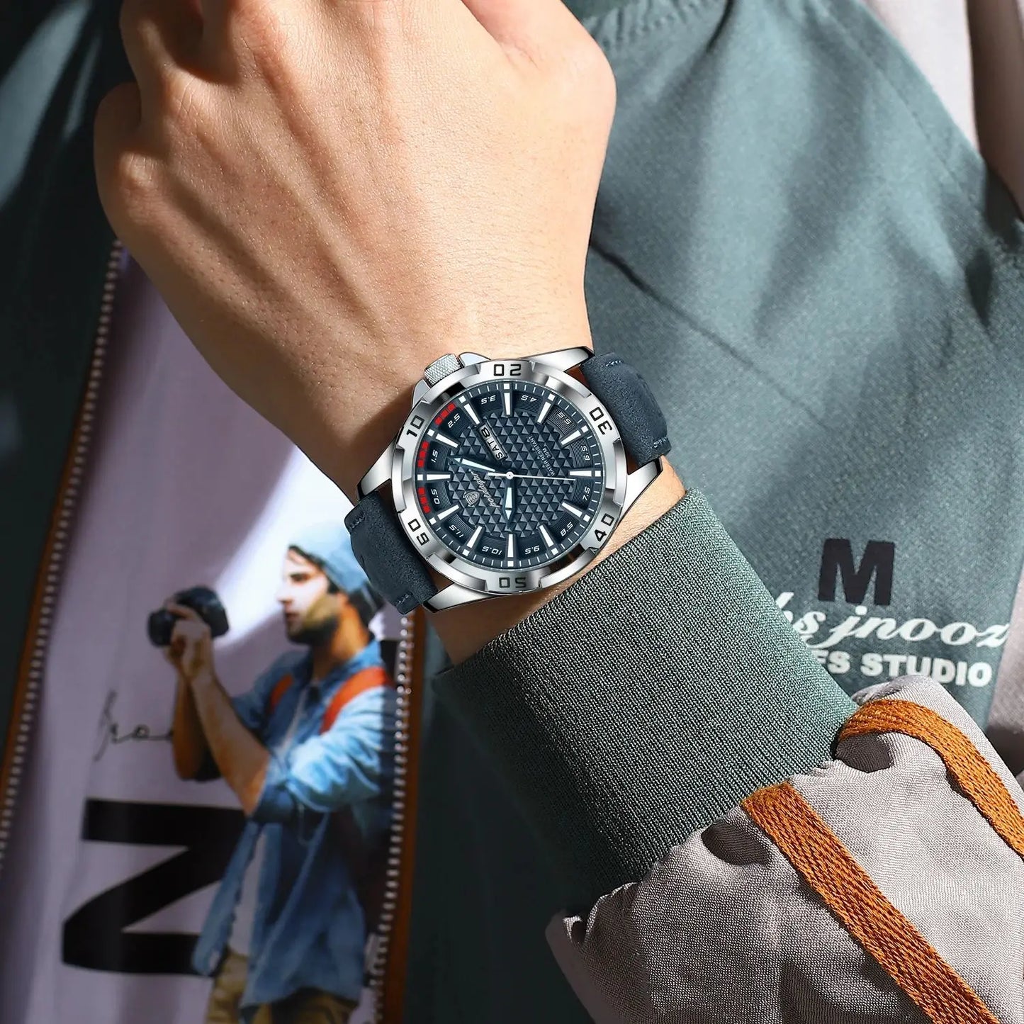 POEDAGAR Prestige™ | Reloj Masculino de Lujo con Correa de Cuero y Calendario Completo