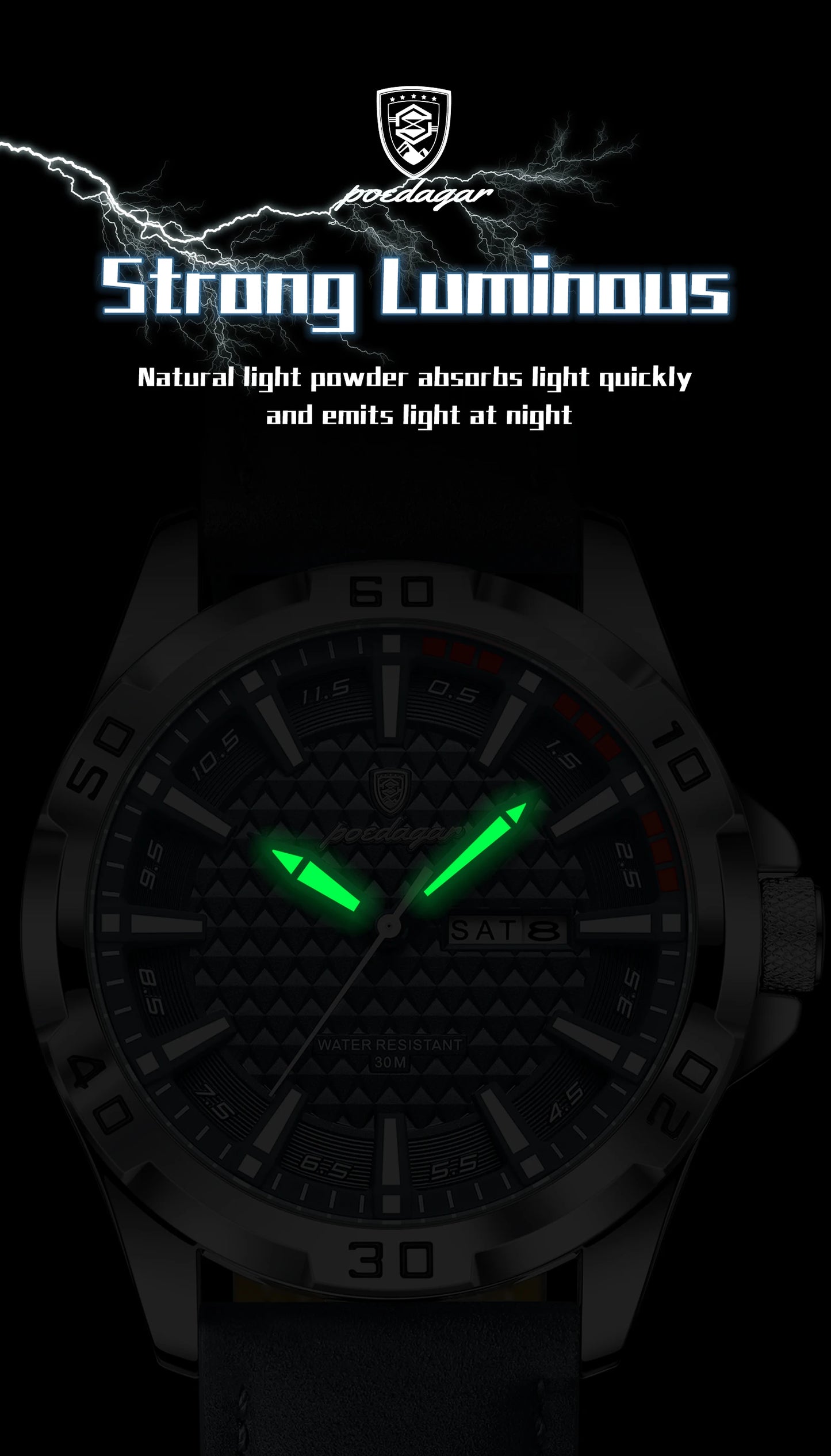 POEDAGAR Prestige™ | Reloj Masculino de Lujo con Correa de Cuero y Calendario Completo