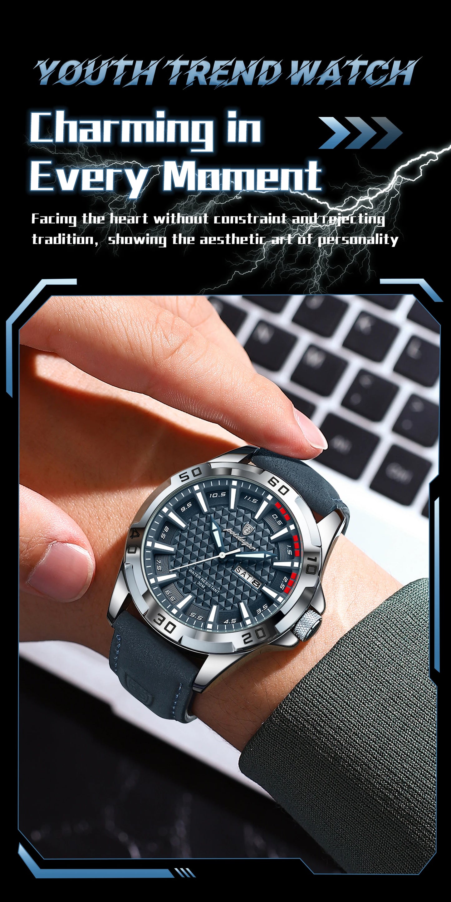 POEDAGAR Prestige™ | Reloj Masculino de Lujo con Correa de Cuero y Calendario Completo